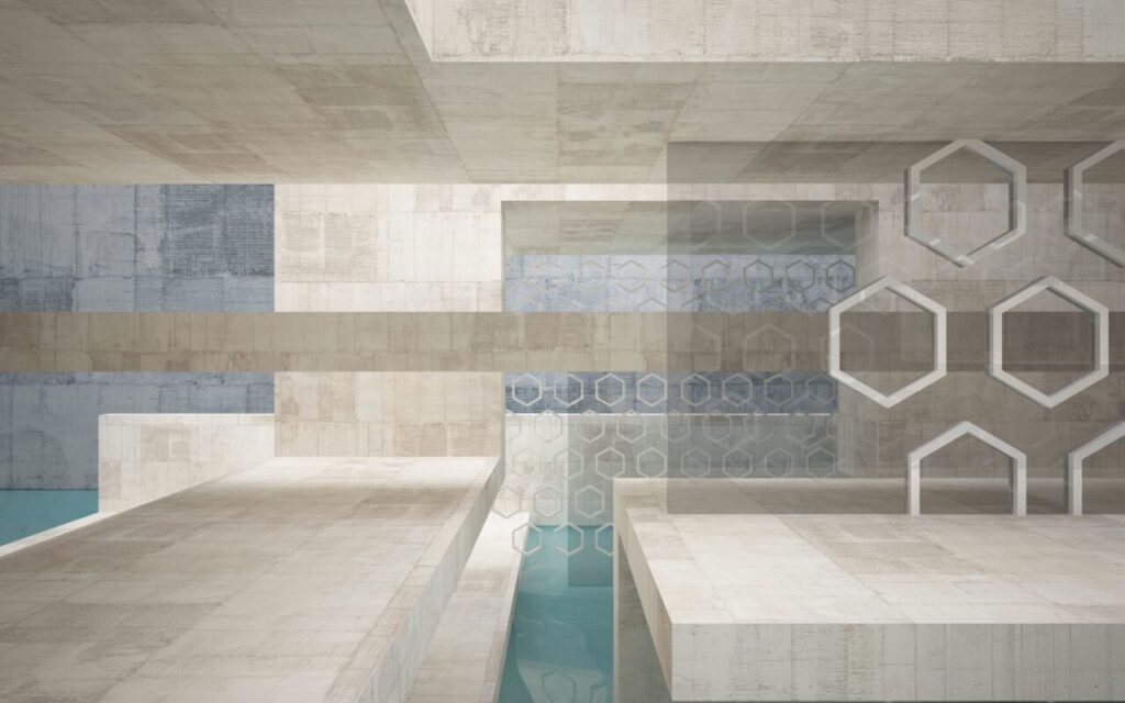 Salle de bain avec un sol en carreaux de ciment à motifs et une décoration sobre.